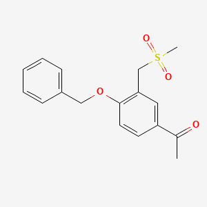 Chemical structure of 1-(4-(benzyloxy)-3-((methylsulfonyl)methyl)phenyl)ethanone