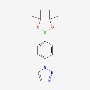 Chemical structure of 1-(4-(4,4,5,5-Tetramethyl-1,3,2-dioxaborolan-2-yl)phenyl)-1H-1,2,3-triazole