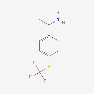 Chemical structure of 1-(4-((Trifluoromethyl)thio)phenyl)ethanamine