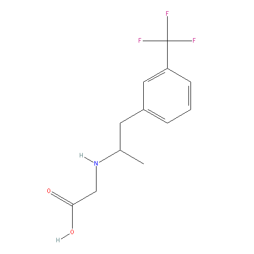 Chemical structure of 1-(3-trifluoromethylphenyl)-2-(2-carboxymethyl)aminopropane