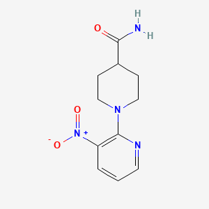 Chemical structure of 1-(3-Nitropyridin-2-yl)piperidine-4-carboxamide