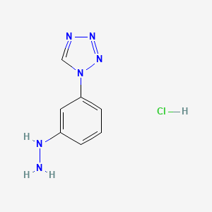 Chemical structure of 1-(3-hydrazinylphenyl)-1H-tetrazole hydrochloride