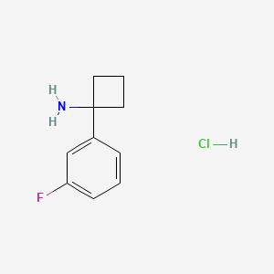 Chemical structure of 1-(3-fluorophenyl)cyclobutan-1-amine hydrochloride
