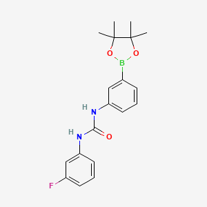 Chemical structure of 1-(3-Fluorophenyl)-3-(3-(4,4,5,5-tetramethyl-1,3,2-dioxaborolan-2-yl)phenyl)urea