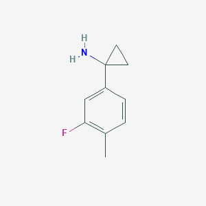 Chemical structure of 1-(3-fluoro-4-methylphenyl)cyclopropan-1-amine hydrochloride