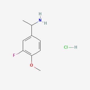 Chemical structure of 1-(3-Fluoro-4-methoxyphenyl)ethan-1-amine hydrochloride