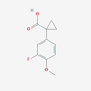Chemical structure of 1-(3-fluoro-4-methoxyphenyl)cyclopropane-1-carboxylic acid