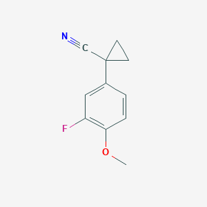 Chemical structure of 1-(3-fluoro-4-methoxyphenyl)cyclopropane-1-carbonitrile