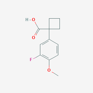 Chemical structure of 1-(3-Fluoro-4-methoxyphenyl)cyclobutanecarboxylic Acid