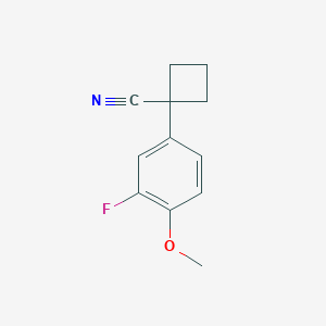 Chemical structure of 1-(3-Fluoro-4-methoxyphenyl)cyclobutanecarbonitrile