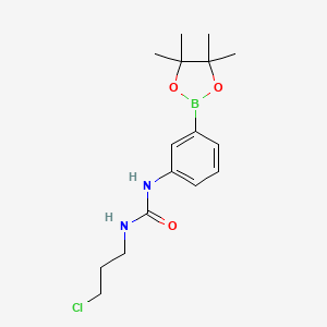 Chemical structure of 1-(3-chloropropyl)-3-(3-(4,4,5,5-tetramethyl-1,3,2-dioxaborolan-2-yl)phenyl)urea