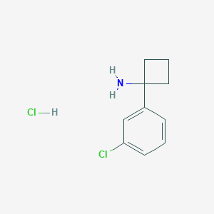 Chemical structure of 1-(3-chlorophenyl)cyclobutan-1-amine hydrochloride