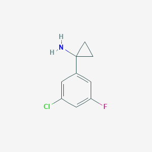 Chemical structure of 1-(3-chloro-5-fluorophenyl)cyclopropan-1-amine hydrochloride