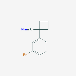 Chemical structure of 1-(3-bromophenyl)cyclobutane-1-carbonitrile