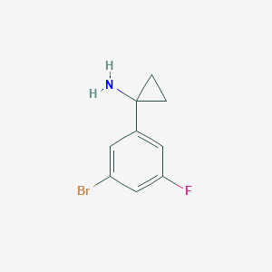 Chemical structure of 1-(3-bromo-5-fluorophenyl)cyclopropan-1-amine hydrochloride