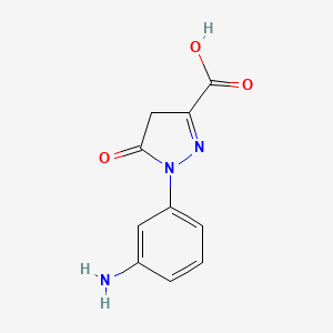 Chemical structure of 1-(3-Aminophenyl)-5-oxo-4,5-dihydro-1H-pyrazole-3-carboxylic acid