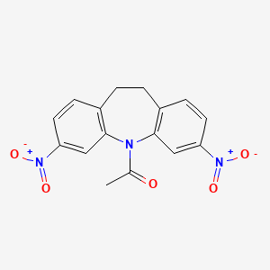 Chemical structure of 1-(3,7-Dinitro-10,11-dihydro-5H-dibenzo[b,f]azepin-5-yl)ethanone
