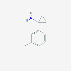 Chemical structure of 1-(3,4-dimethylphenyl)cyclopropan-1-amine hydrochloride