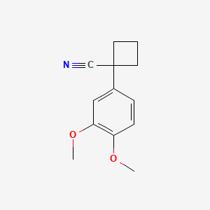 Chemical structure of 1-(3,4-dimethoxyphenyl)cyclobutane-1-carbonitrile