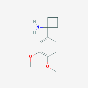 Chemical structure of 1-(3,4-dimethoxyphenyl)cyclobutan-1-amine hydrochloride