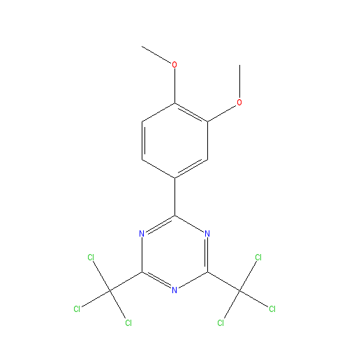 Chemical structure of 1-(3',4'-DIMETHOXY PHENYL)-3,5-BIS-TRICHLORO-METHYL SYM TRIAZINE