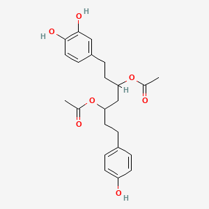 Chemical structure of 1-(3,4-Dihydroxyphenyl)-7-(4-hydroxyphenyl)heptane-3,5-diyl diacetate