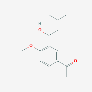 Chemical structure of 1-(3-(1-Hydroxy-3-methylbutyl)-4-methoxyphenyl)ethan-1-one
