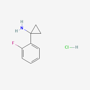 Chemical structure of 1-(2-fluorophenyl)cyclopropan-1-amine hydrochloride