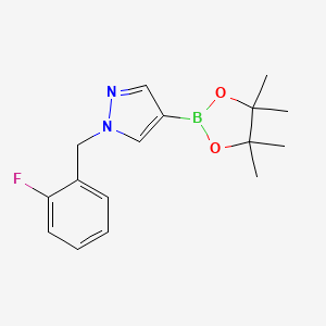 Chemical structure of 1-(2-Fluorobenzyl)-4-(4,4,5,5-tetramethyl-[1,3,2]dioxaborolan-2-yl)-1H-pyrazole