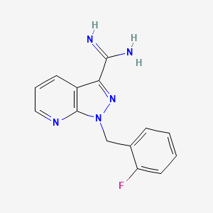 Chemical structure of 1-(2-Fluorobenzyl)-1H-pyrazolo[3,4-b]pyridine-3-carboximidamide