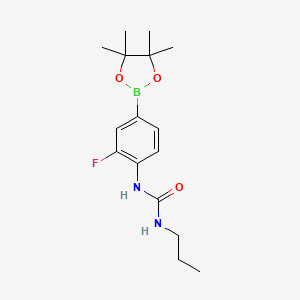 Chemical structure of 1-(2-fluoro-4-(4,4,5,5-tetramethyl-1,3,2-dioxaborolan-2-yl)phenyl)-3-propylurea