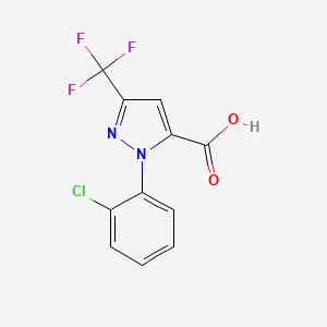 Chemical structure of 1-(2-Chlorophenyl)-3-(trifluoromethyl)-1H-pyrazole-5-carboxylic acid