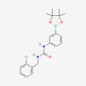 Chemical structure of 1-(2-chlorobenzyl)-3-(3-(4,4,5,5-tetramethyl-1,3,2-dioxaborolan-2-yl)phenyl)urea