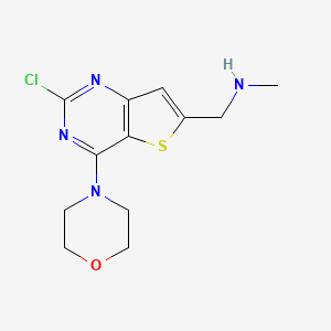 Chemical structure of 1-(2-Chloro-4-morpholinothieno[3,2-d]pyrimidin-6-yl)-N-methylmethanamine