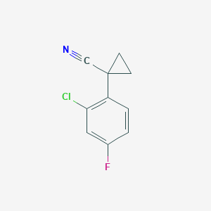 Chemical structure of 1-(2-Chloro-4-fluorophenyl)cyclopropanecarbonitrile