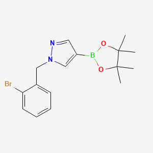 Chemical structure of 1-(2-Bromobenzyl)-4-(4,4,5,5-tetramethyl-1,3,2-dioxaborolan-2-yl)-1H-pyrazole