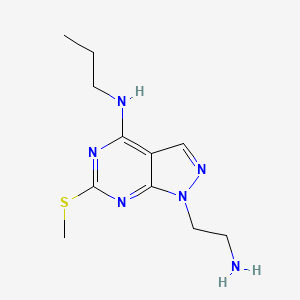 Chemical structure of 1-(2-aminoethyl)-6-(methylthio)-n-propyl-1h-pyrazolo[3,4-d]pyrimidin-4-amine