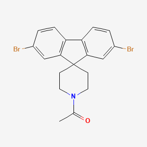 Chemical structure of 1-(2,7-Dibromospiro[fluorene-9,4'-piperidin]-1'-yl)ethanone
