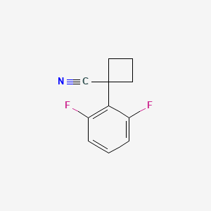 Chemical structure of 1-(2,6-fluorophenyl)cyclobutane-1-carbonitrile
