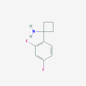 Chemical structure of 1-(2,4-difluorophenyl)cyclobutan-1-amine hydrochloride
