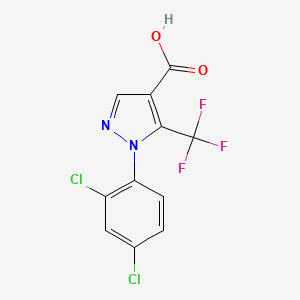 Chemical structure of 1-(2,4-Dichlorophenyl)-5-(trifluoromethyl)-1H-pyrazole-4-carboxylic acid