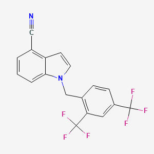 Chemical structure of 1-(2,4-BIS(TRIFLUOROMETHYL)BENZYL)-1H-INDOLE-4-CARBONITRILE
