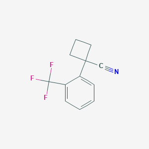 Chemical structure of 1-[2-(Trifluoromethyl)phenyl]cyclobutanecarbonitrile