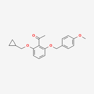 Chemical structure of 1-(2-(Cyclopropylmethoxy)-6-(4-methoxybenzyloxy)phenyl)ethanone