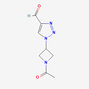 Chemical structure of 1-(1-Acetylazetidin-3-yl)-1H-1,2,3-triazole-4-carbaldehyde