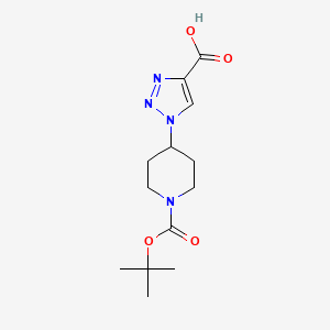 Chemical structure of 1-(1-(tert-Butoxycarbonyl)piperidin-4-yl)-1H-1,2,3-triazole-4-carboxylic acid