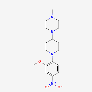 Chemical structure of 1-(1-(2-Methoxy-4-nitrophenyl)piperidin-4-yl)-4-methylpiperazine