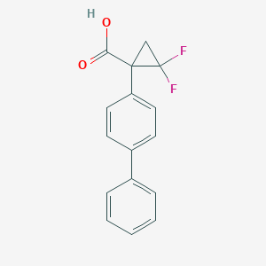 Chemical structure of 1-([1,1'-biphenyl]-4-yl)-2,2-difluorocyclopropane-1-carboxylic acid