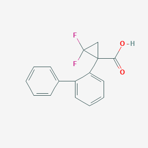 Chemical structure of 1-([1,1'-biphenyl]-2-yl)-2,2-difluorocyclopropane-1-carboxylic acid