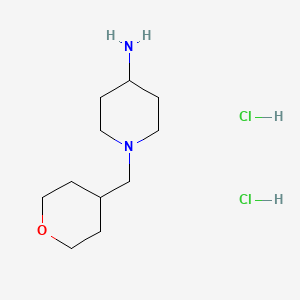 Chemical structure of 1-((Oxan-4-yl)methyl)piperidin-4-amine dihydrochloride